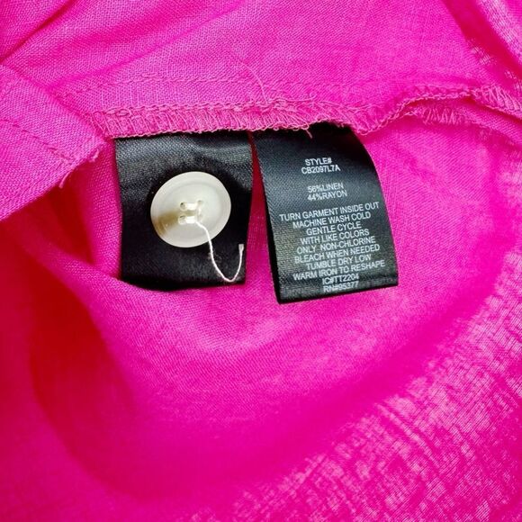 Sanctuary NWT Women’s Easy Pocket Shirt- Bright Pink - size 6- Linen - Picture 7 of 10